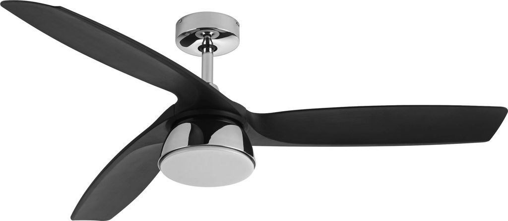 Energiespar Deckenventilator mit LED Beleuchtung und Fernbedienung Bronx Chrom 132 cm