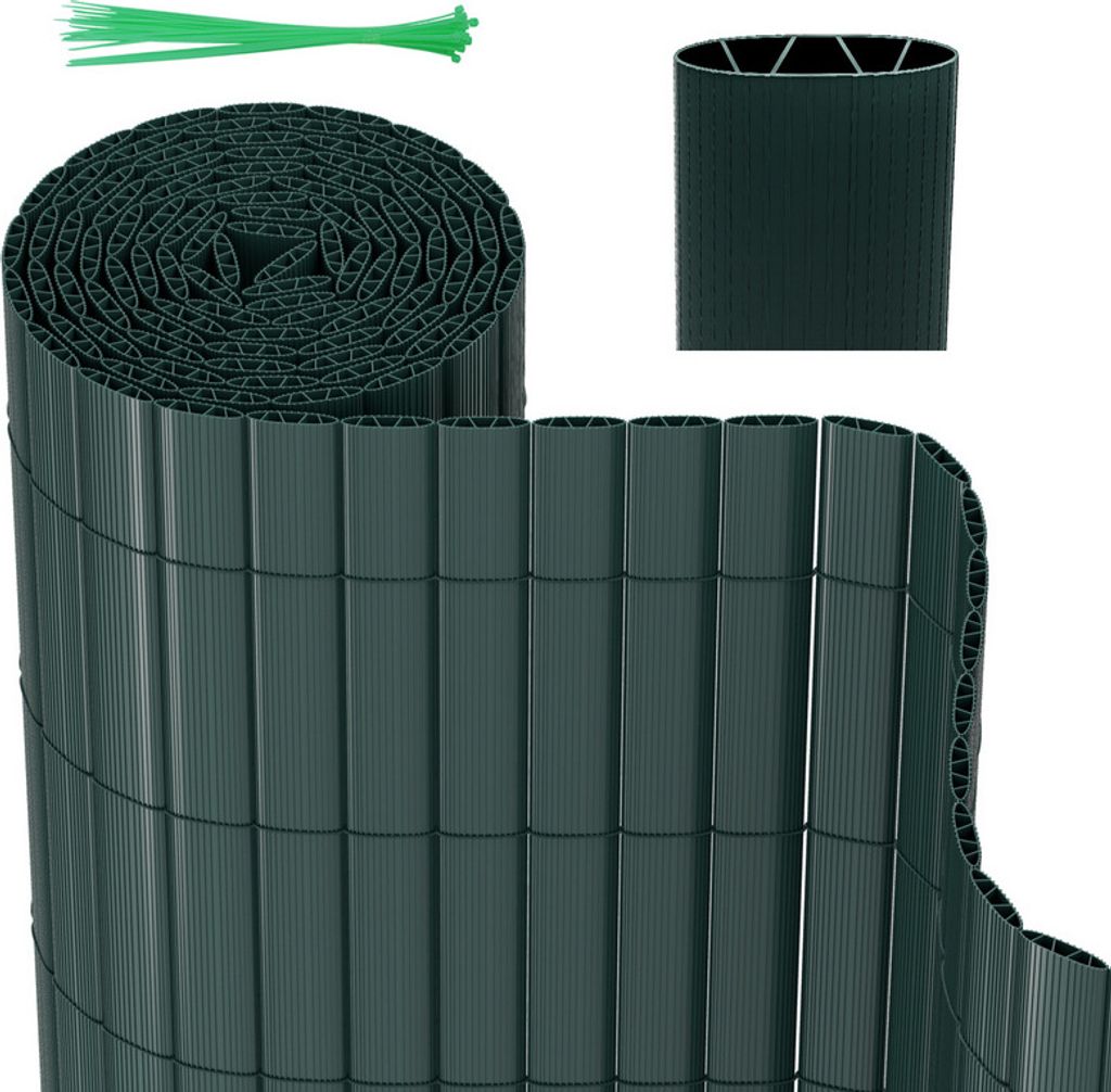 Aopunly PVC Sichtschutzmatte Sichtschutzzaun Sichtschutz für Zaun Garten Wetterfest Grün 80x1000cm