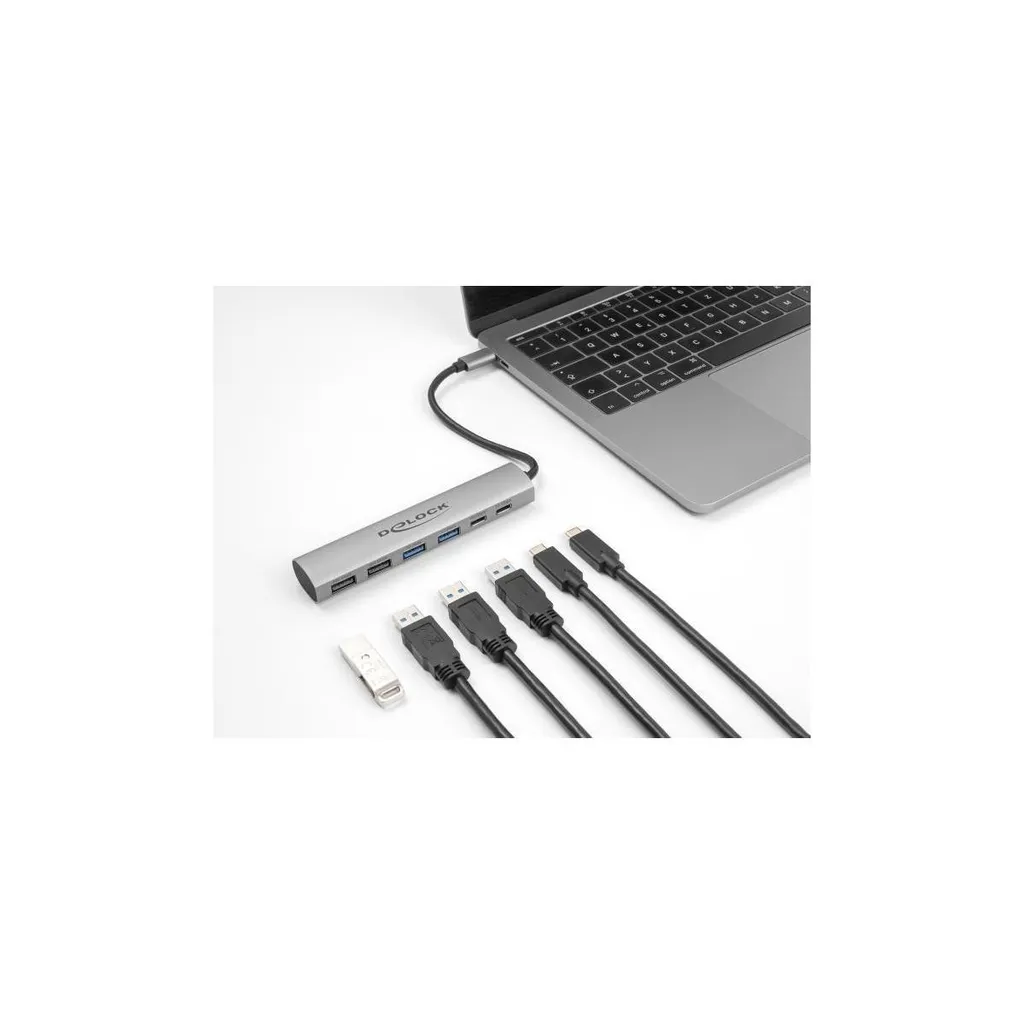 Hub USB 3.2 Multi-Ports 4 Type-A et 2 Type-C Delock avec Transfert Rapide