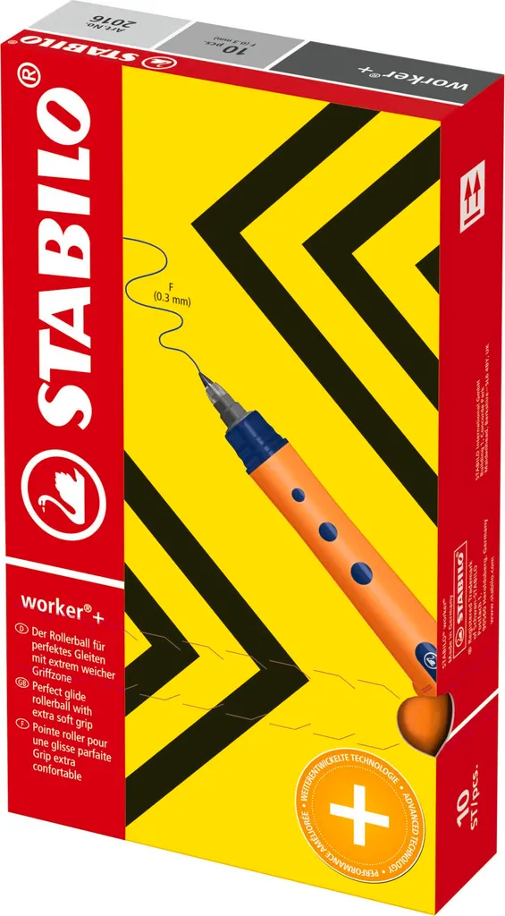 Pack 10 Rollers STABILO worker+ Verts pour une Ecriture Fluide Fine - 9