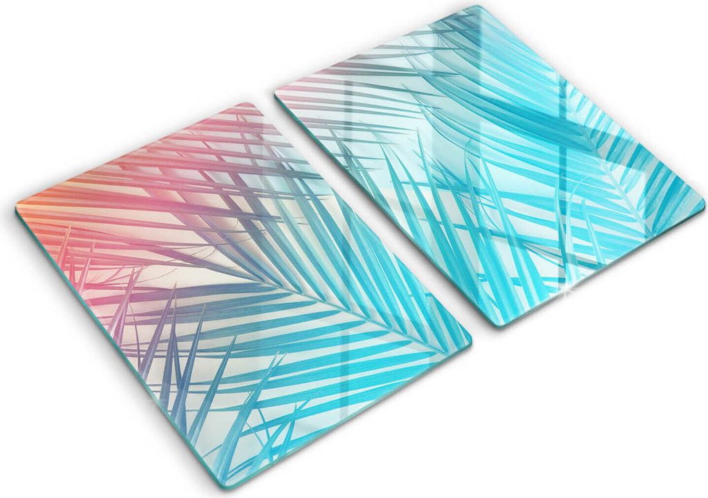 Abdeckung Glas - Küchenabdeckung - 2x40x52 cm - Abdeckplatte -Pastellblätter
