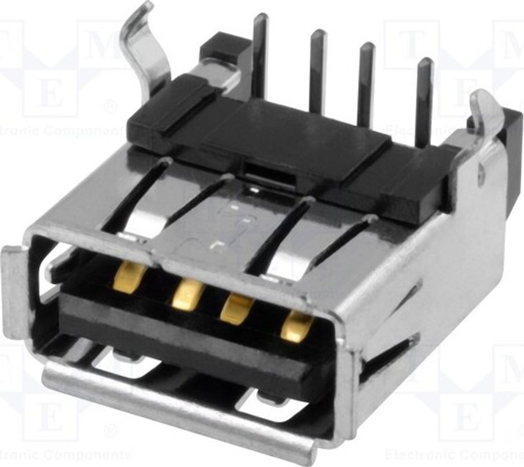 1x Buchse USB A PIN: 4 mit 90°-Winkel THT USB 2.0 UBA-4R-D14-4D USB und IEEE1394