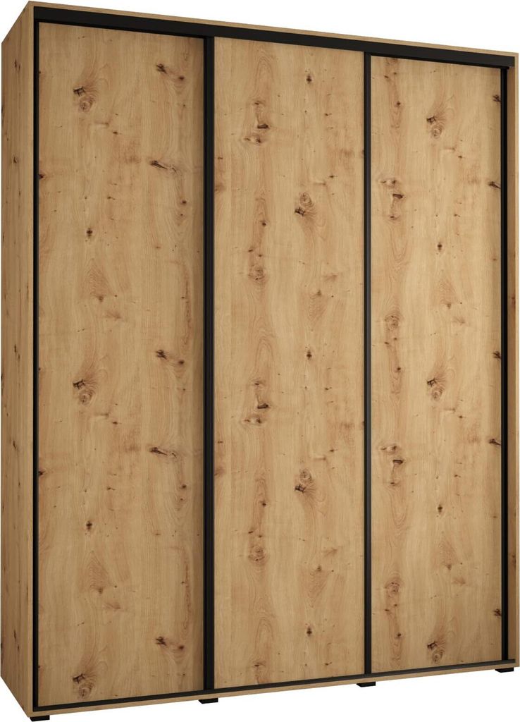 MEBLE KRYSPOL Cannes 1 Schrank mit 3 Schiebetüren - 205,2x200x60 cm - Artisan Artisan Schwarz