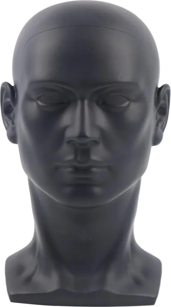Tête de mannequin en PVC noir mat pour perruques modèle TM-202