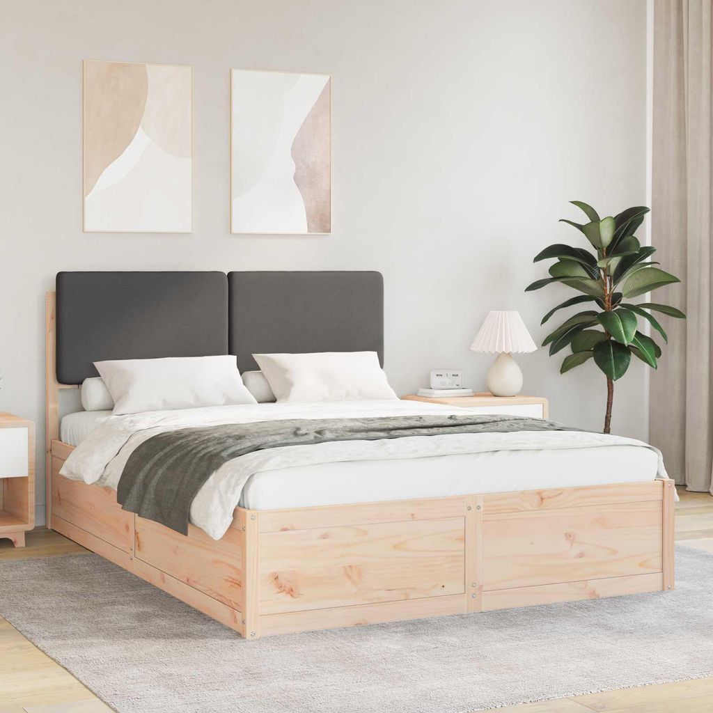 Maison Exclusive - Bettgestell mit gepolstertem Kopfteil Dunkelgrau 140 x 190 cm