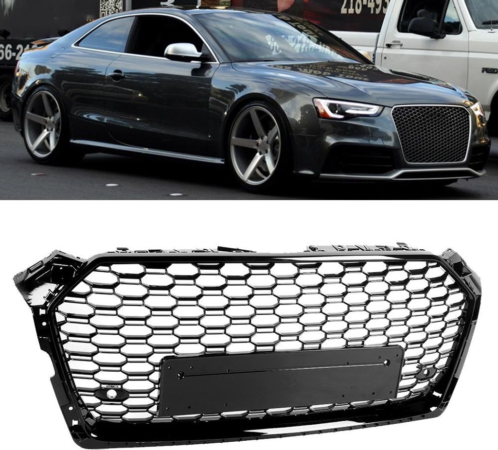 Auto für RS5 Style Mesh Grill Gitter Schwarz Passend für A5/S5 B9 2017–2019