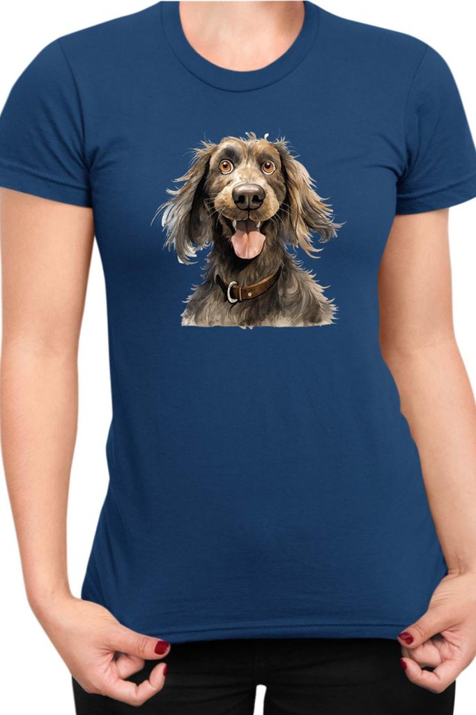 Damen T-Shirt Funny Dogs Breeds Cocker Spaniel Dog Breed, Lady L / Dunkelblau