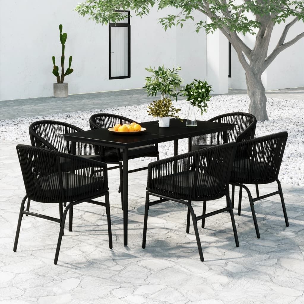 The Living Store 7-tlg. Garten-Essgruppe Schwarz