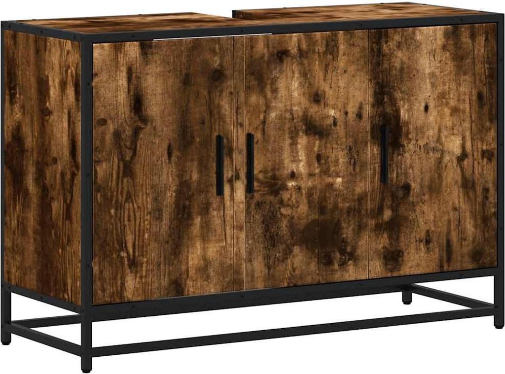 vidaXL Wastafelonderkast, gerookt eikenfineer, 90x33x60 cm, Productafbeelding 