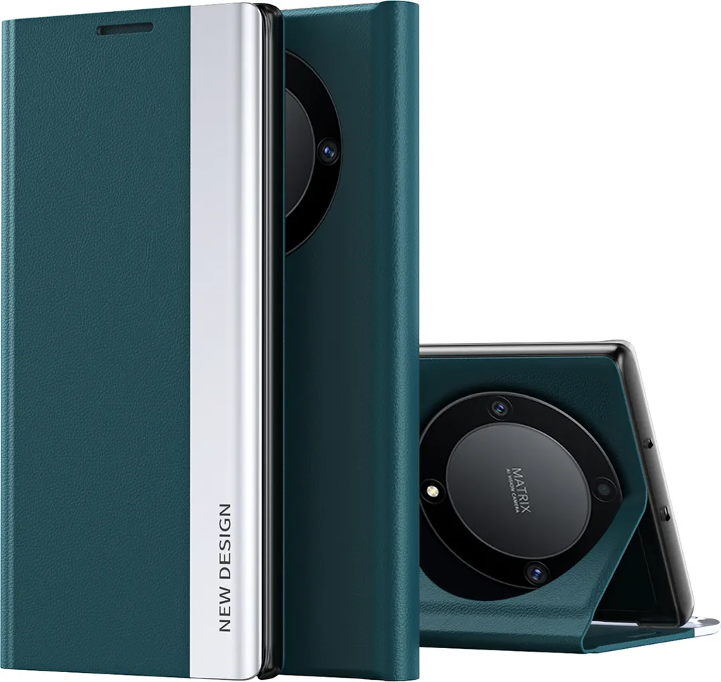 Cover Magnetica Honor X9a Verde Finto Cuoio con Stand Video