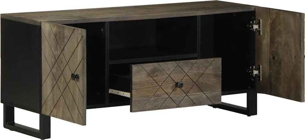 vidaXL TV-Schrank Schwarz 105x33x46 cm Massivholz Mango
