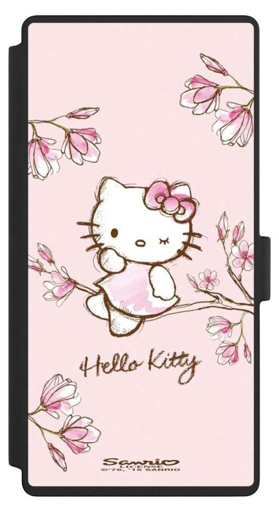 NIVOCASE Klapphülle für Samsung Galaxy S23 Ultra Handyhülle aus Kunst Leder NIVOflip schwarz Fanartikel Hanami Hello Kitty