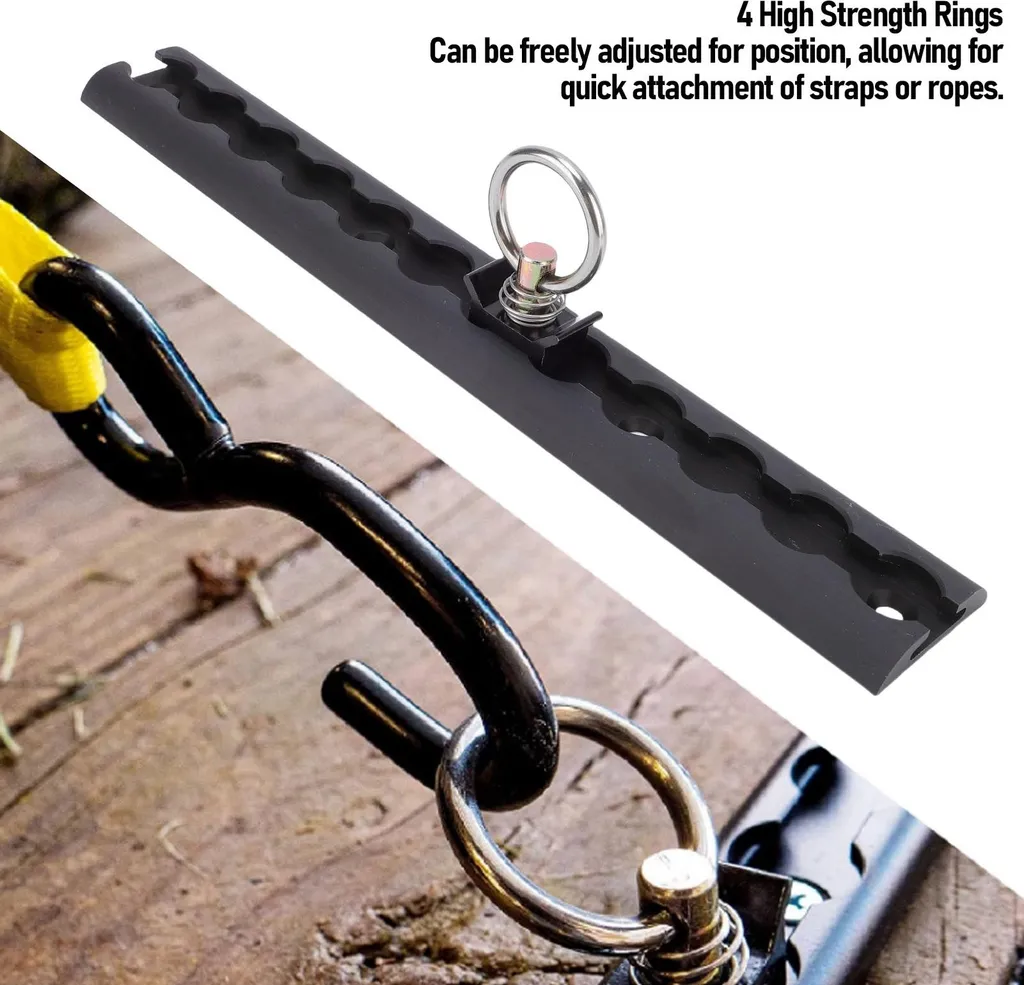 Rail d'arrimage robuste en aluminium noir 30 cm avec 8 points d'ancrage