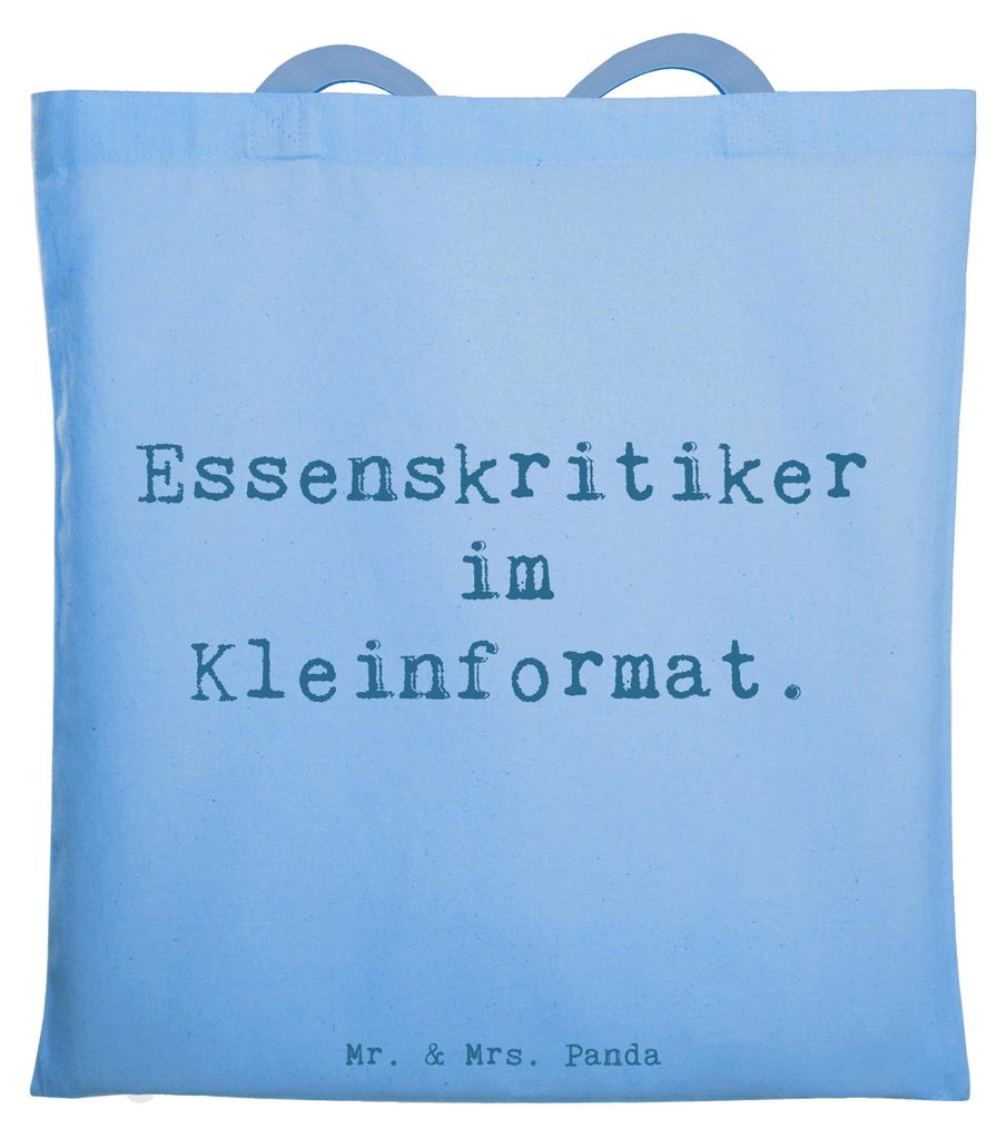 Mr. & Mrs. Panda Jutebeutel Spruch Kind Essenskritiker - Sky Blue - Geschenk, Mahlzeit, Essen, Freude, Jutetasche, Shopping Tasche, Tote Bag, Kriti...