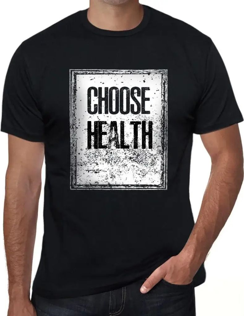 Herren Grafik T-Shirt Gesundheit wählen – Choose Health – Öko-Verantwortlich Vintage Jahrgang Kurzarm Lustige Druck Geburtstag Geschenk Mann
