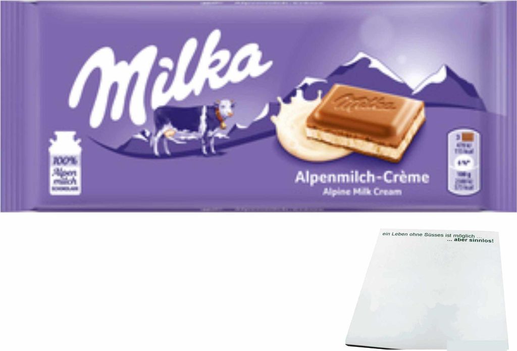 Milka Alpen-Milchcreme (100g Tafel) + usy Block Produktbild 