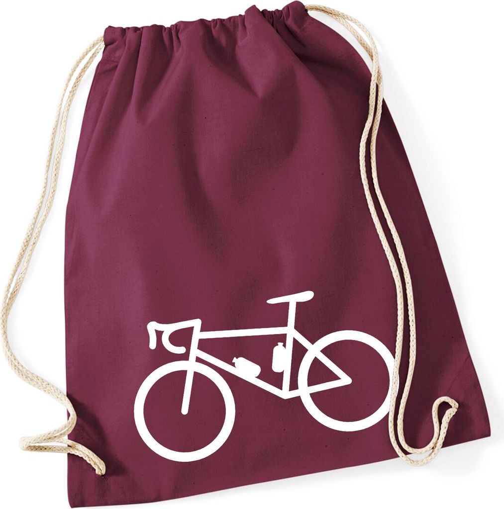 Huuraa Turnbeutel Bike Fahrrad 12 Liter Burgundy Baumwolle Rucksack Geschenkidee