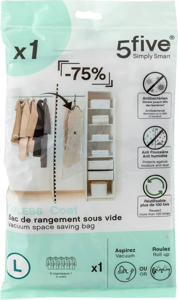 Sac à vide universel taille L pour compression vêtement et couette