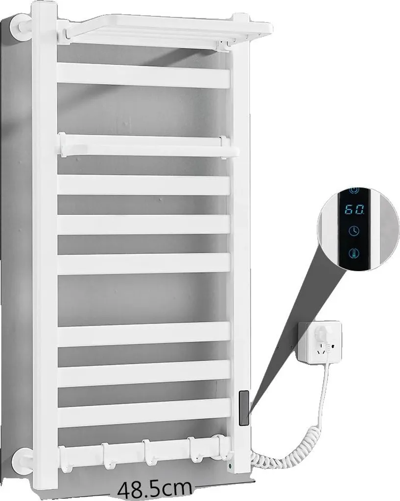 Radiateur sèche-serviettes soufflant blanc avec écran digital LED
