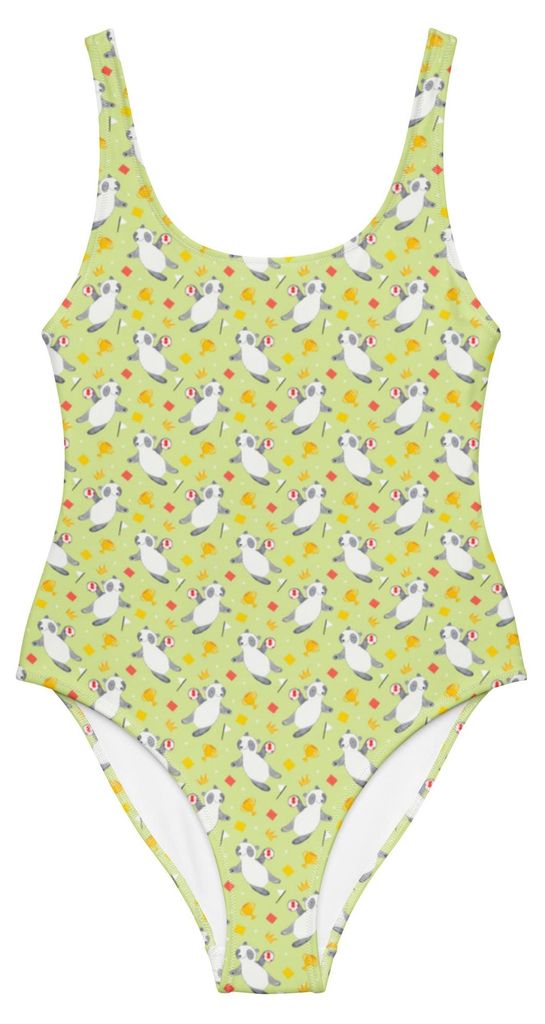 Mr. & Mrs. Panda Badeanzug Panda Handball spielen Größe XS - Ecru - Geschenk, Turnier, Damen-Einteiler, Bademode, Shape-Badeanzug, Verein, Club, ...