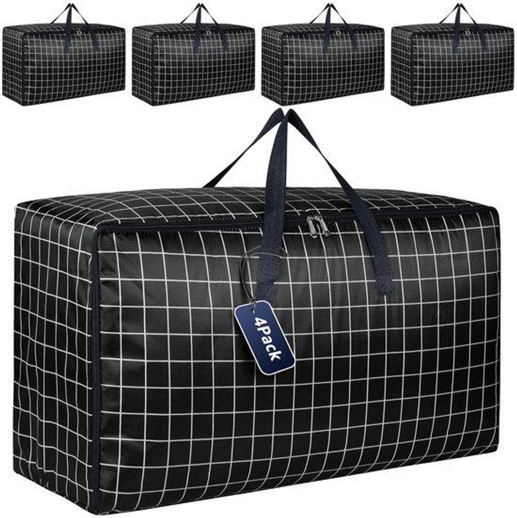 Grosse Transportkisten mit Deckeln - 4er-Pack - schwarz - starker Organizer