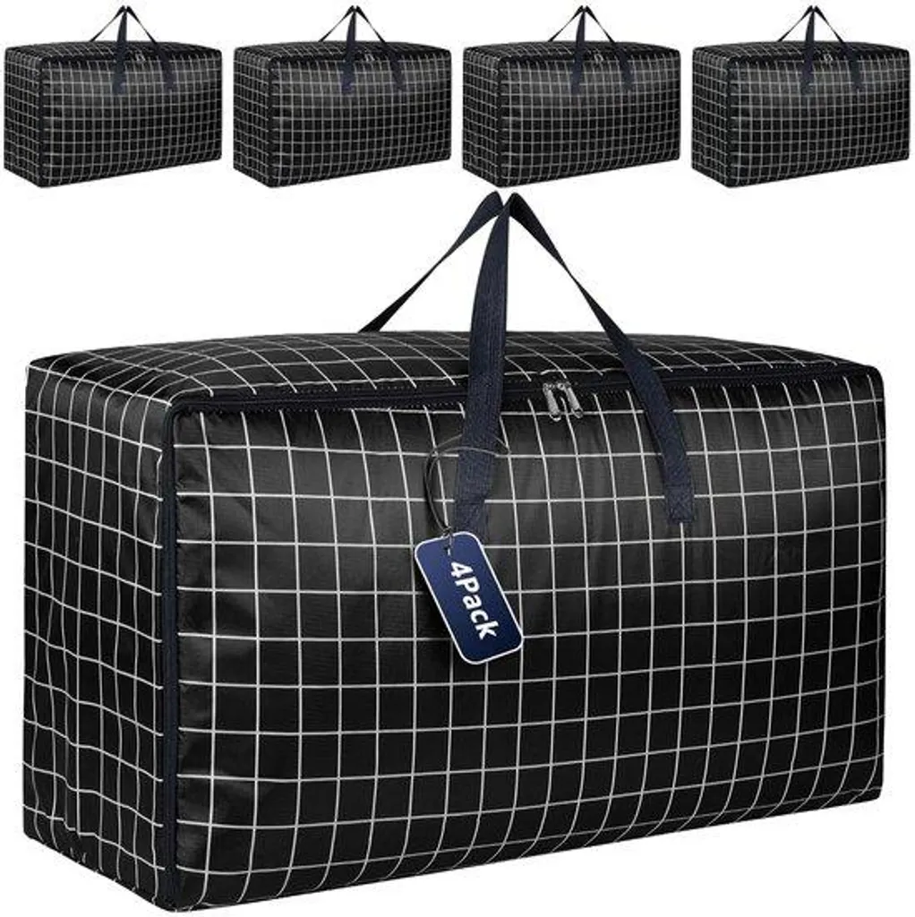 Lot de 4 malles de transport noires pour déménagement et stockage cave