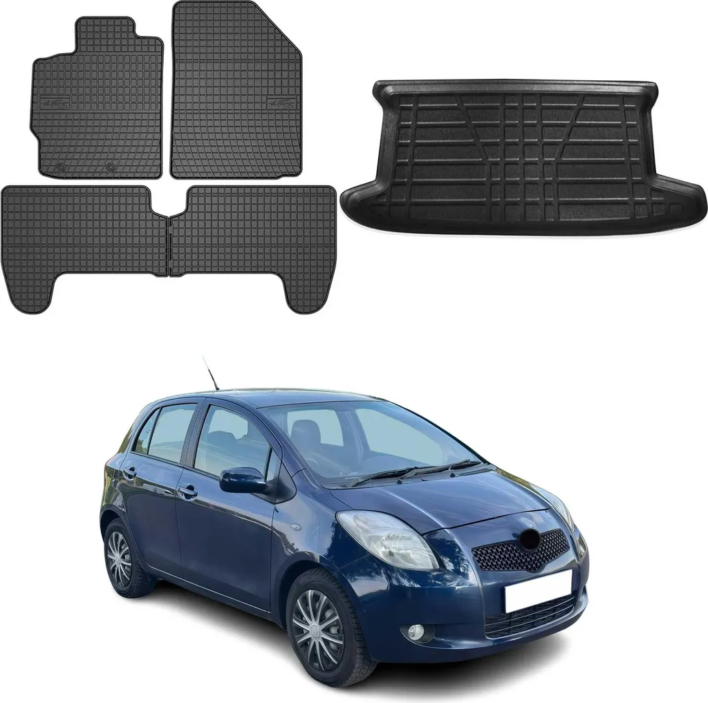 Set Protezione Interni Toyota Yaris 2005-2010: Tappetini e Baule Gomma