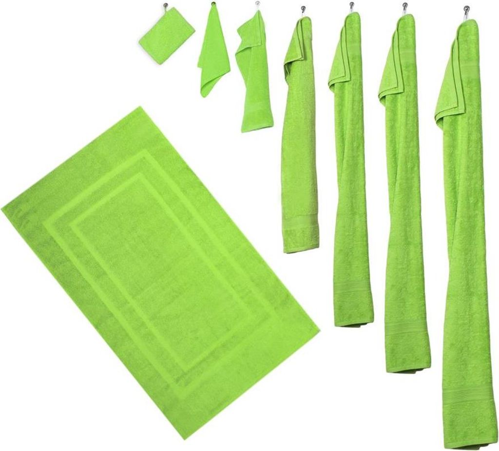 8er Set - 4 Duschtücher, 4 Handtücher - Apfelgrün