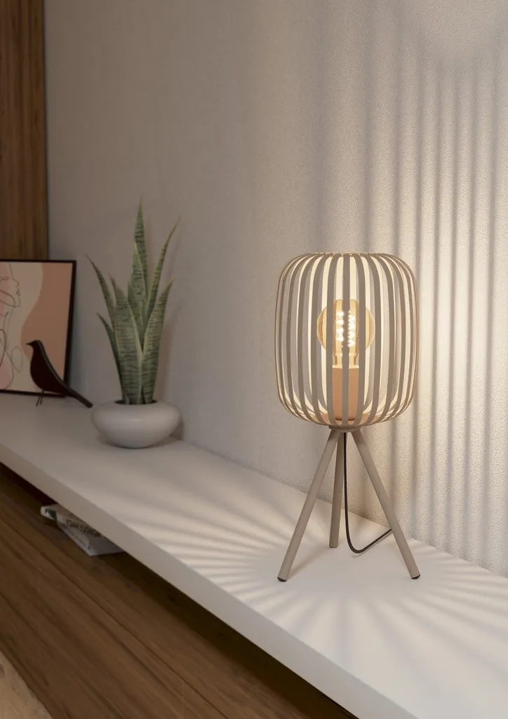 Eglo 900521 Romazzina Lampe de table E27 Sable Ø200mm Design Moderne