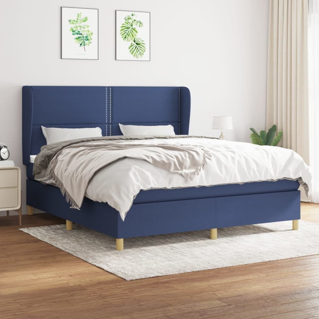 Maison Exclusive - Boxspringbett mit Matratze Blau 180x200 cm Stoff