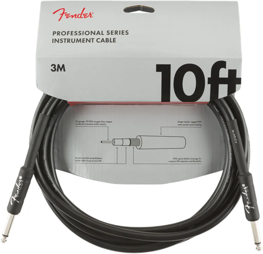 Fender Professional Series Nero 3m Cavo strumento dritto - dritto