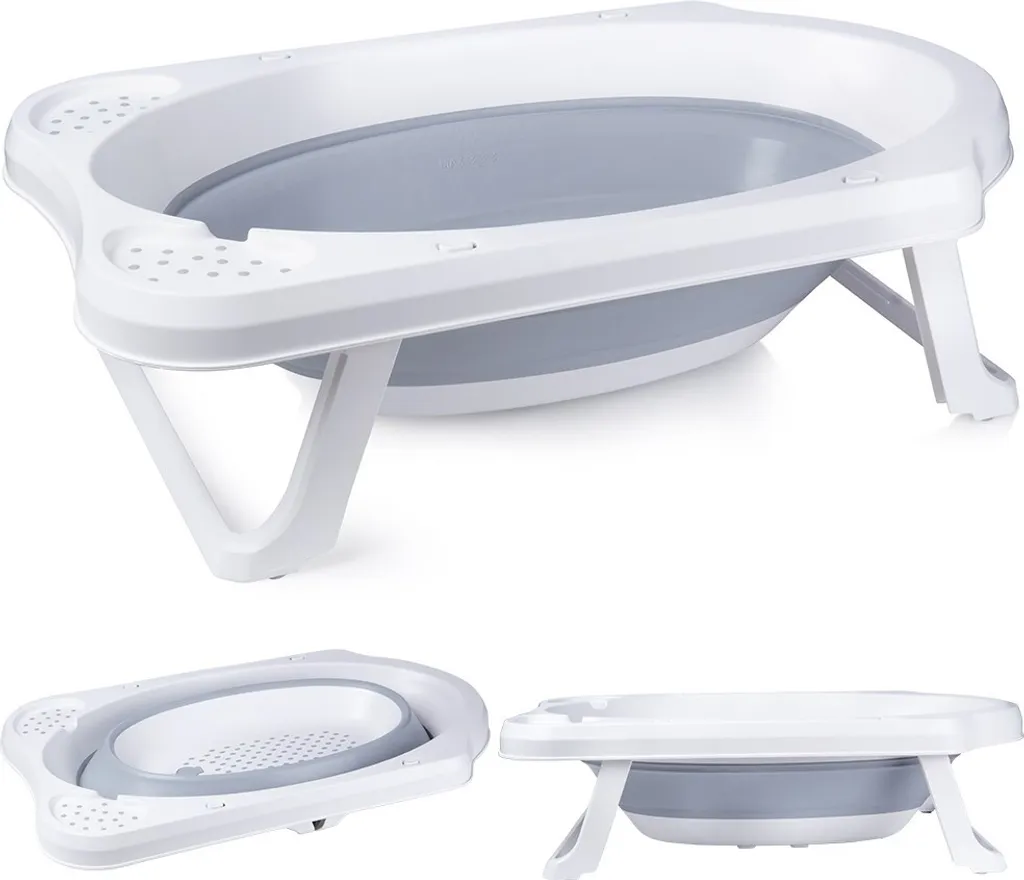Vilde Baignoire pour bébé pliable gain de place avec bouchon vidage
