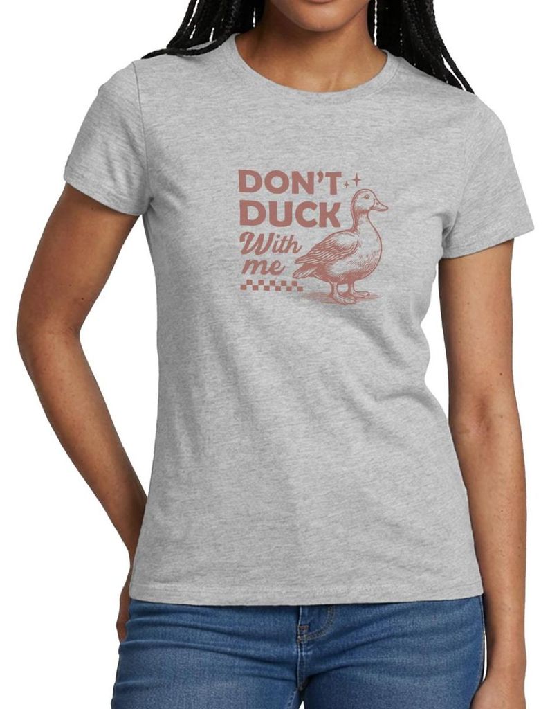 Spreadshirt Don’t Duck With Me | Freche Ente Humor Frauen T-Shirt, L, Grau meliert
