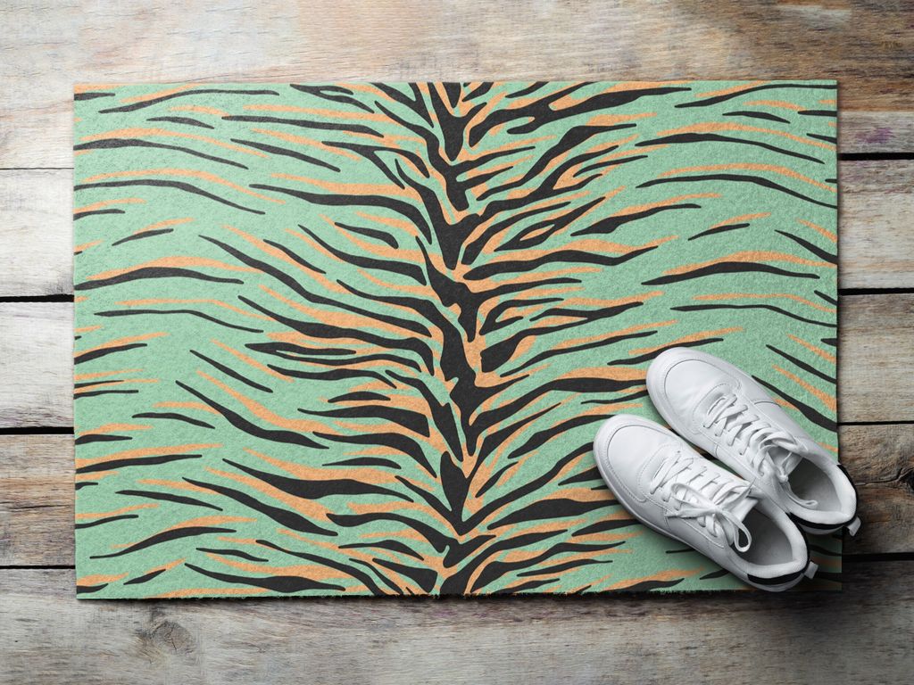 Fußmatte Aussen - Schuhmatte Haustür- Schmutzfangmatte Türvorleger - Outdoor Teppich Schmutzfänger - 60x40 cm - Abstrakte Tigerstreifen