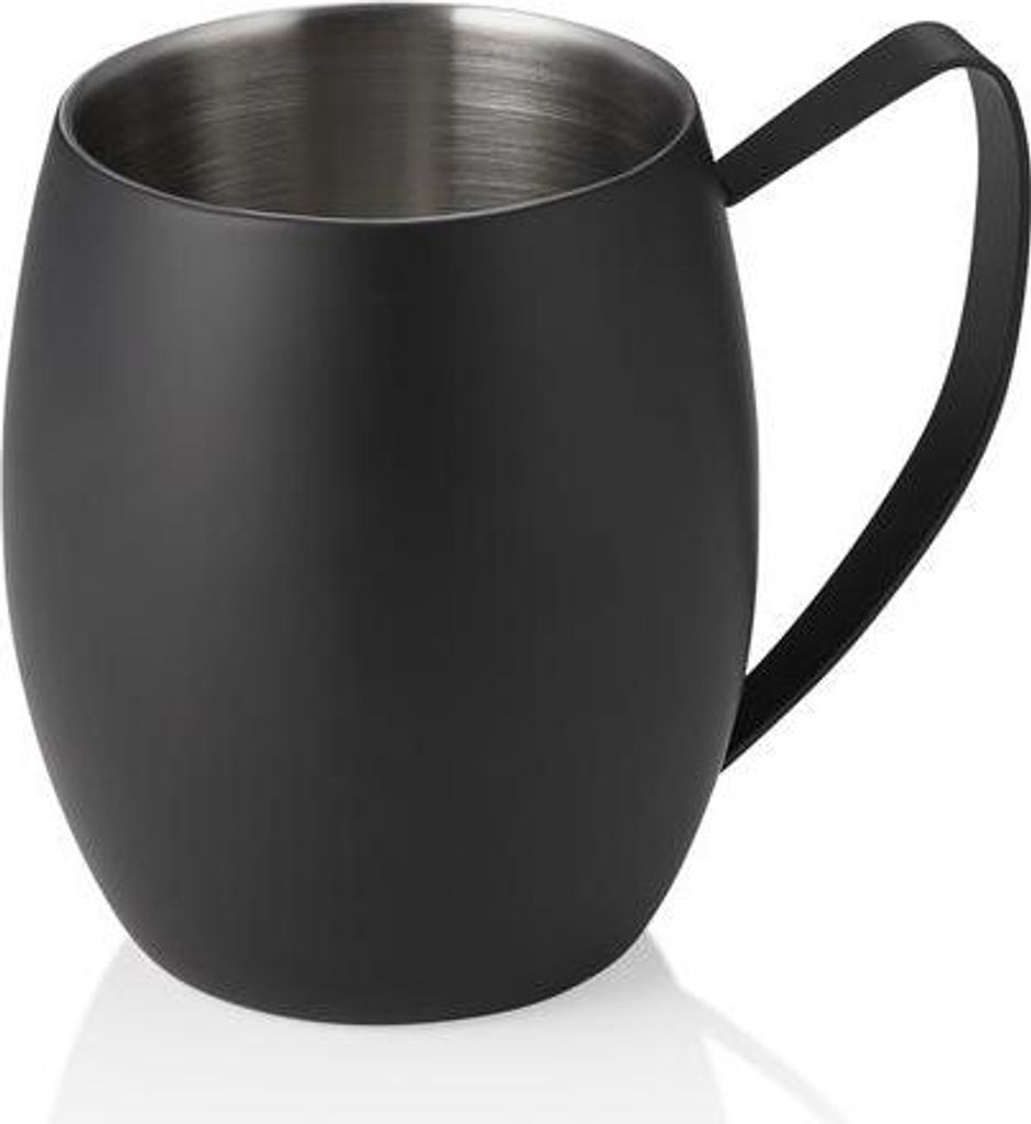 4x Moscow Mule Nocturn, 0,38 ltr., Ø 10 cm, Höhe 11,5 cm, schwarz matt, doppelwandig, Chromnickelstahl 18/10