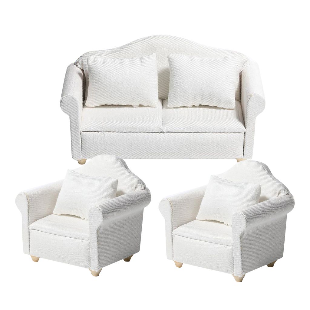 1:12 Puppenstube Wohnzimmer Möbel   Miniatur Sofa Couch Sessel mit Kissen