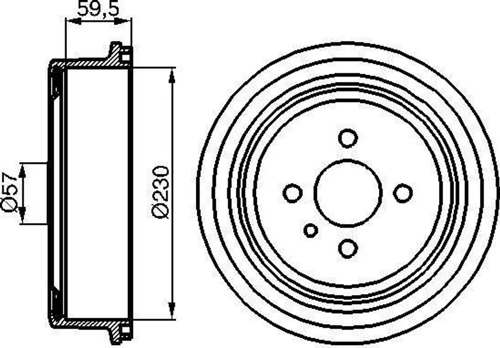 BOSCH 0 986 477 022 Tambour de frein arrière OE 90077721 pour Combo
