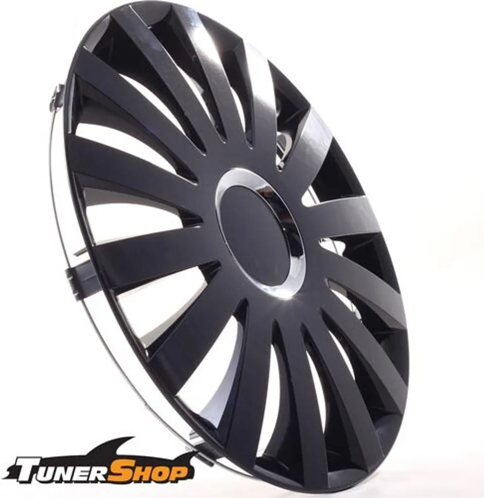 4 coprimozzi cerchi Tunershop 16 pollici Sail Black nero compatibile con BMW Daihatsu KIA Mazda Opel Skoda Volvo