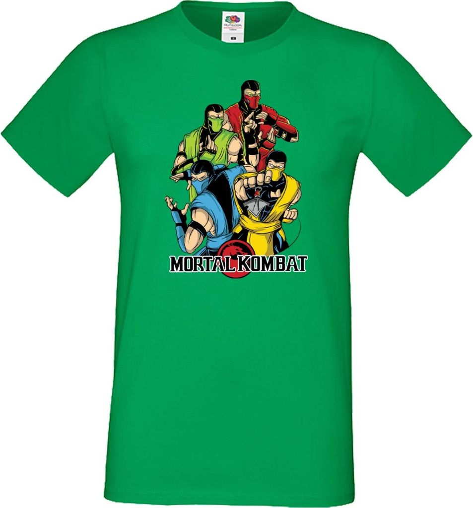 Herren T-Shirt Japan Manga Animation Comics Mortal Kombat Sub-Zero Reptile Scorpion Var-007, Man 2XL / Grün