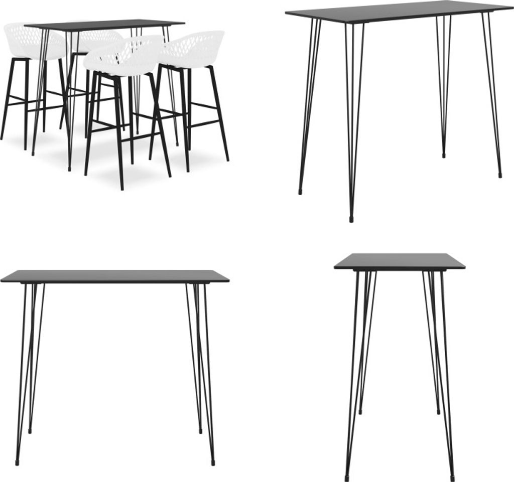 vidaXL 5 tlg. Bar Set Schwarz und Weiß - Bar-Set - Bar-Sets - Bartisch Mit Barhocker - Bartische Mit Barhocker
