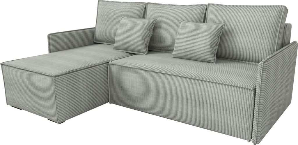 BroMARKT Ecksofa mit Schlaffunktion Atlantic Grau Cord Produktbild 