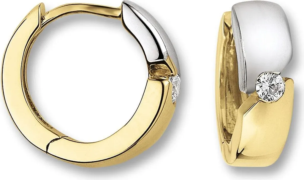 Créoles en Or Jaune 333 et Zirconium Blanc Rhodié - Élégance Classique