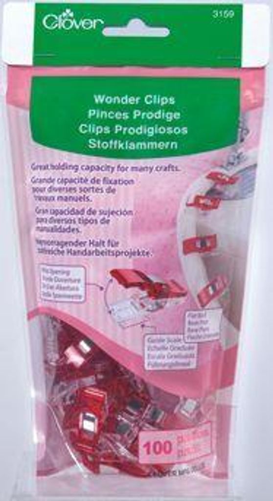 Clover Stoffklammern Wonder Clips in verschiedenen Ausführungen : Rot : 100er Pack