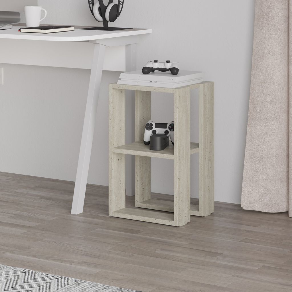 Skye Decor, Lonie - Travertine, Nachttisch, Travertin, 100 % MELAMINBESCHICHTETE SPANPLATTEN, 30 x 30 x 55 cm