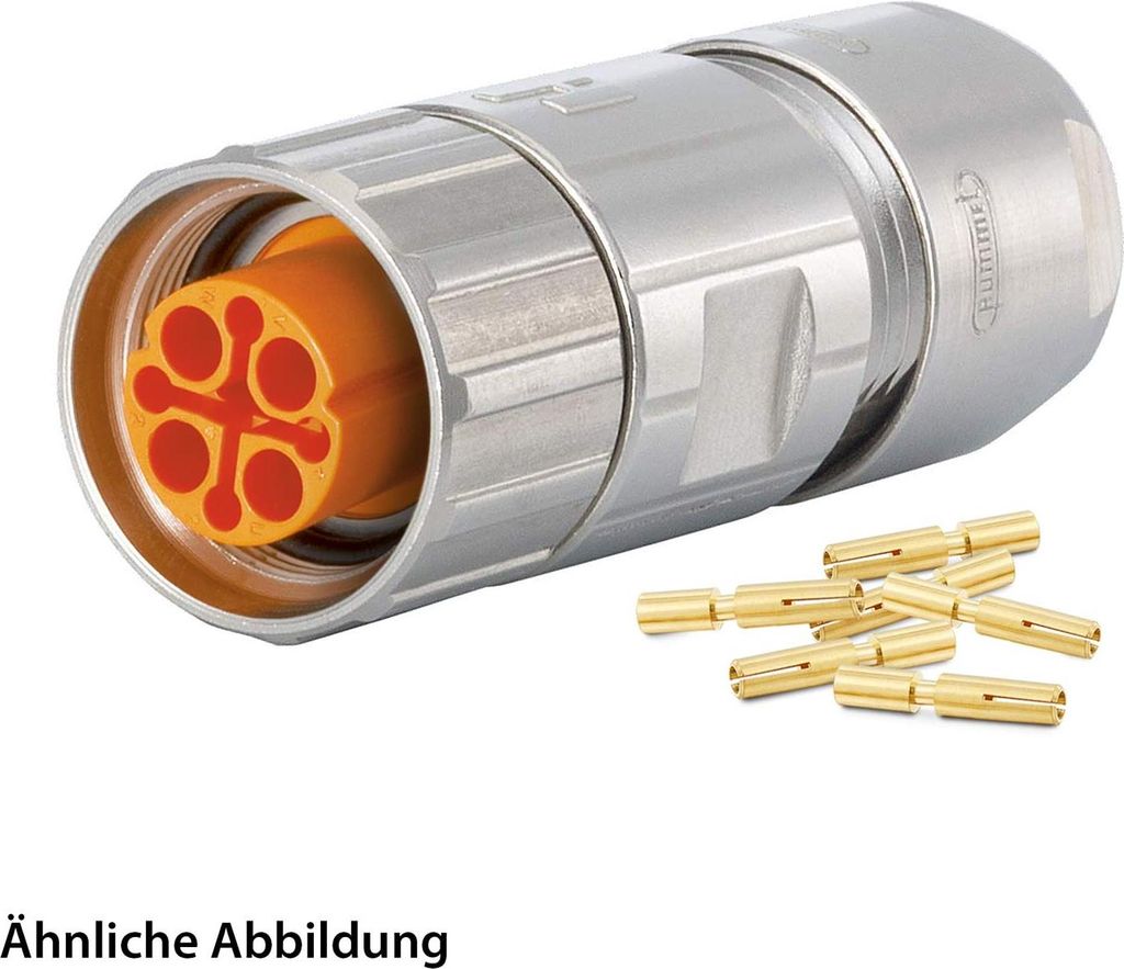 HUMMEL SET inkl. Kontakte M16 Kabelsteckverbinder, Crimpeinsatz gerade Polzahl 6+PE, Buchse lange Version Kabelabgang