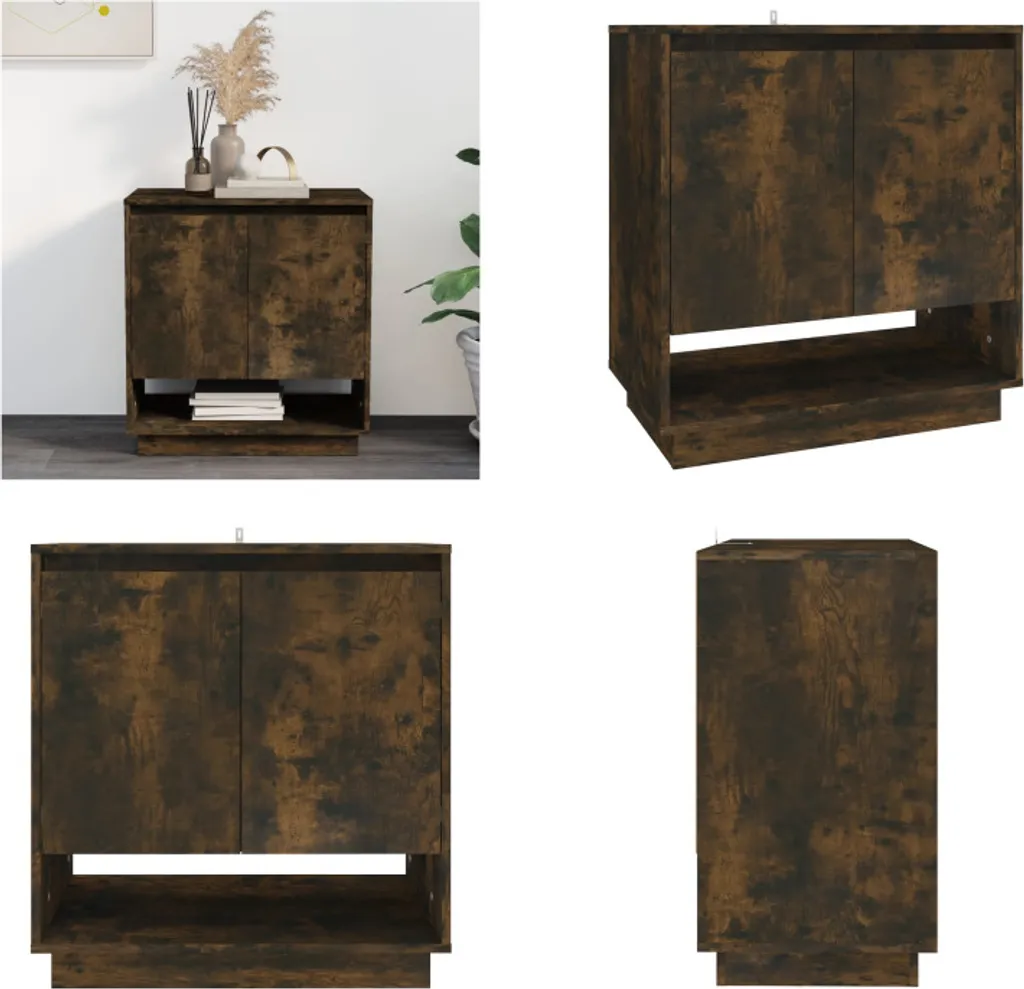 Comodino Rovere Fumo 40x35x70 cm Legno Multistrato