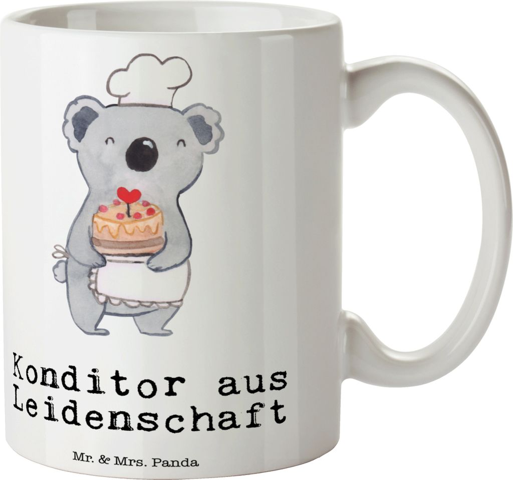 Mr. & Mrs. Panda Tasse Konditor Leidenschaft - Weiß - Geschenk, Witzig, Spruch, Trinkbecher, Bäcker, Pott, Kaffeetasse, Kaffeebecher, Becher