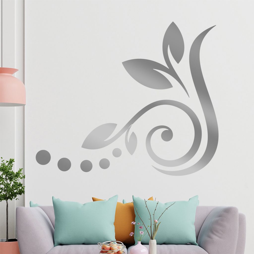 Blume - Linien Punkte Wandtattoo in 6 Größen - Wandaufkleber Wall Sticker - Dekoration, Küche, Wohnzimmer, Schlafzimmer, Badezimmer