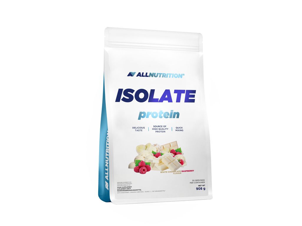 ALLNUTRITION Isolate Protein 908g Weiße Schokolade-Himbeere Proteine & Eiweiße Muskeln Molkenproteinisolat