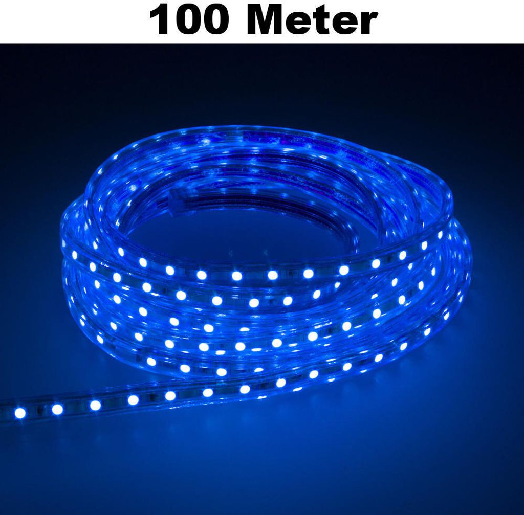 Leuchtstreifen SMD2835 60 LED/Meter LED Strip Stripe Lichtleiste Lichterkette Lichtband Lichtstreifen Band Blau 100 Meter Länge Komplett Set